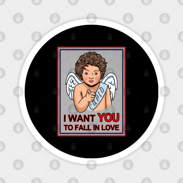 Cute Cupid Valentine Love I Want You Vintage Retro Poster Magnet by BoggsNicolas